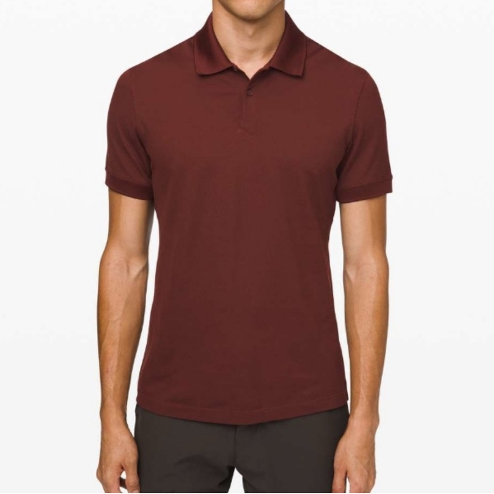 Lululemon Athletica Men's Tech Pique Polo Shirt Golf Classic Mahogany Red sz L